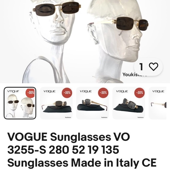 Rectangular Dark Brown Prescription Lens Sunglasses/Gold Tone Frame/Unisex/Case - Picture 14 of 16